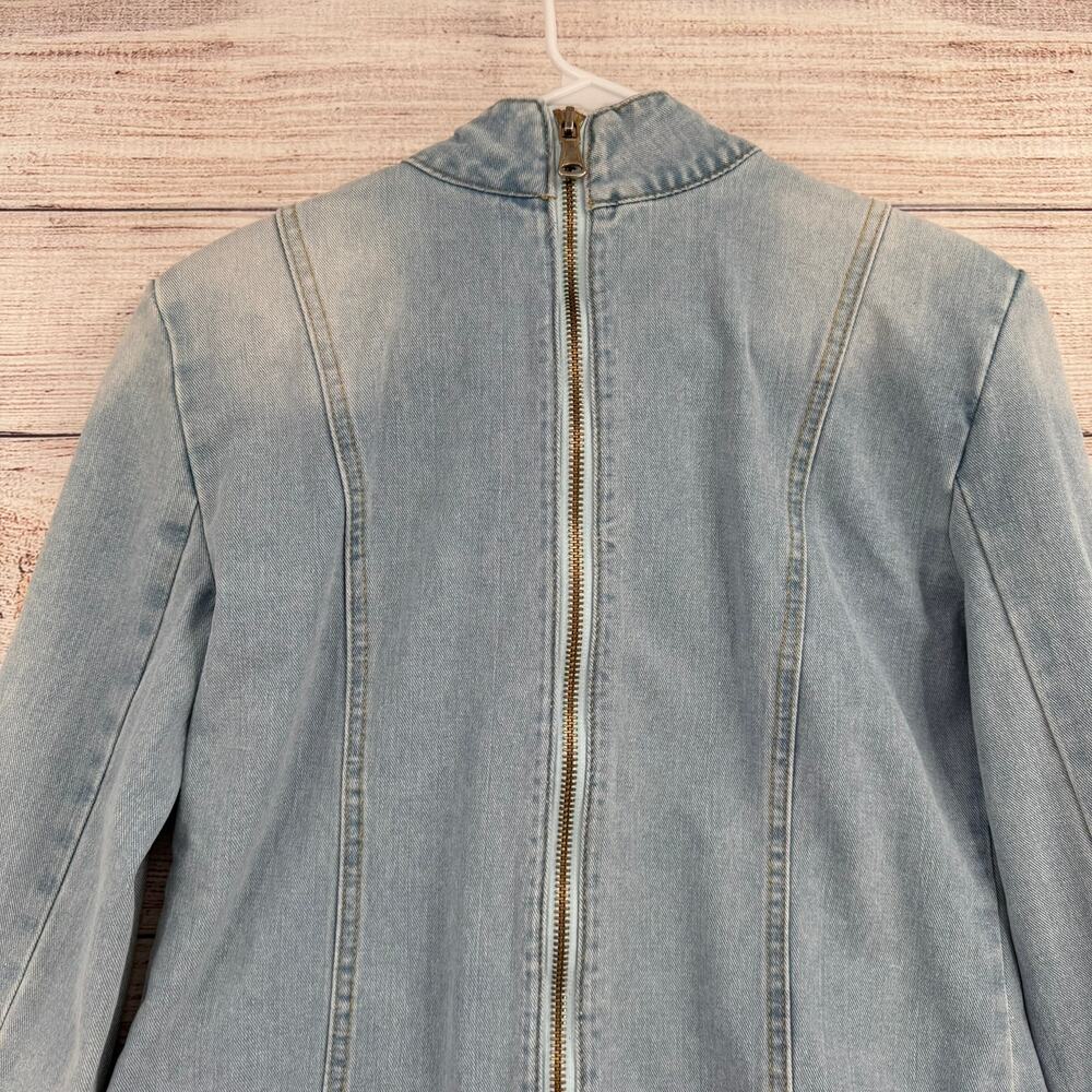 Alex Vinash New York Bow Front Denim Jacket Womens Medium Blue Light Wash - Picture 4 of 13